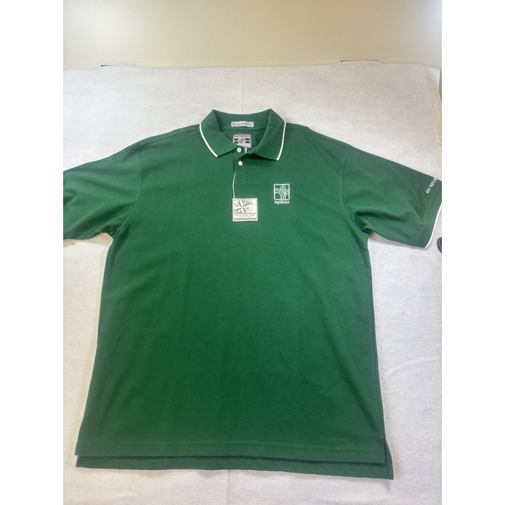 Destinations Mens XL Polo Shirt Green &‎ White Logo Agrigold Michigan State NWT